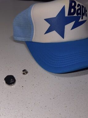 Bape Blue and White Trucker Hat with Star Logo